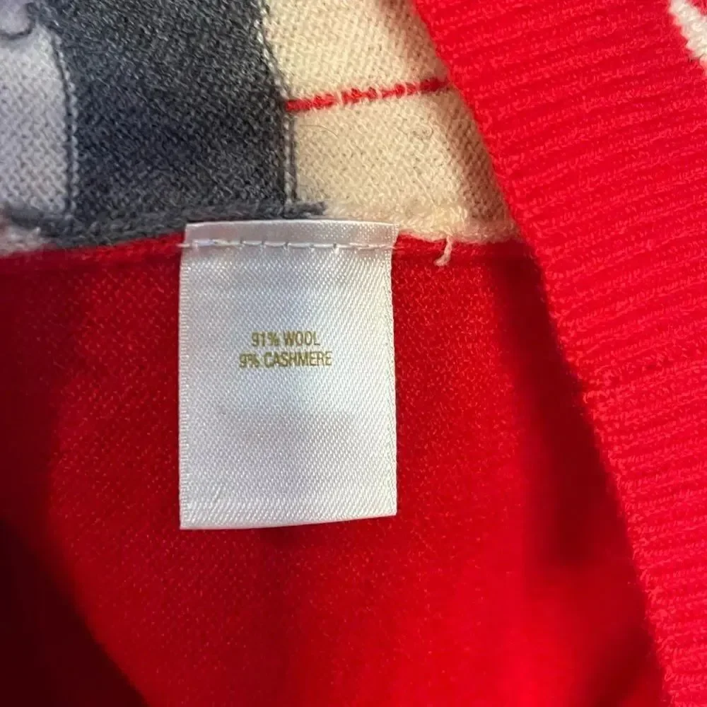 Kate Spade Red Abstract/Geometric Cardigan Wool/Cashmere 3/4 Sleeves | SZ XXS
